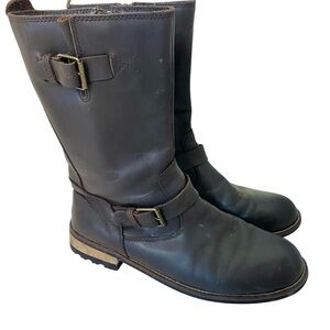 KODIAK Alcona Dark Brown Leather Waterproof Boots Buckles Moto Riding 10